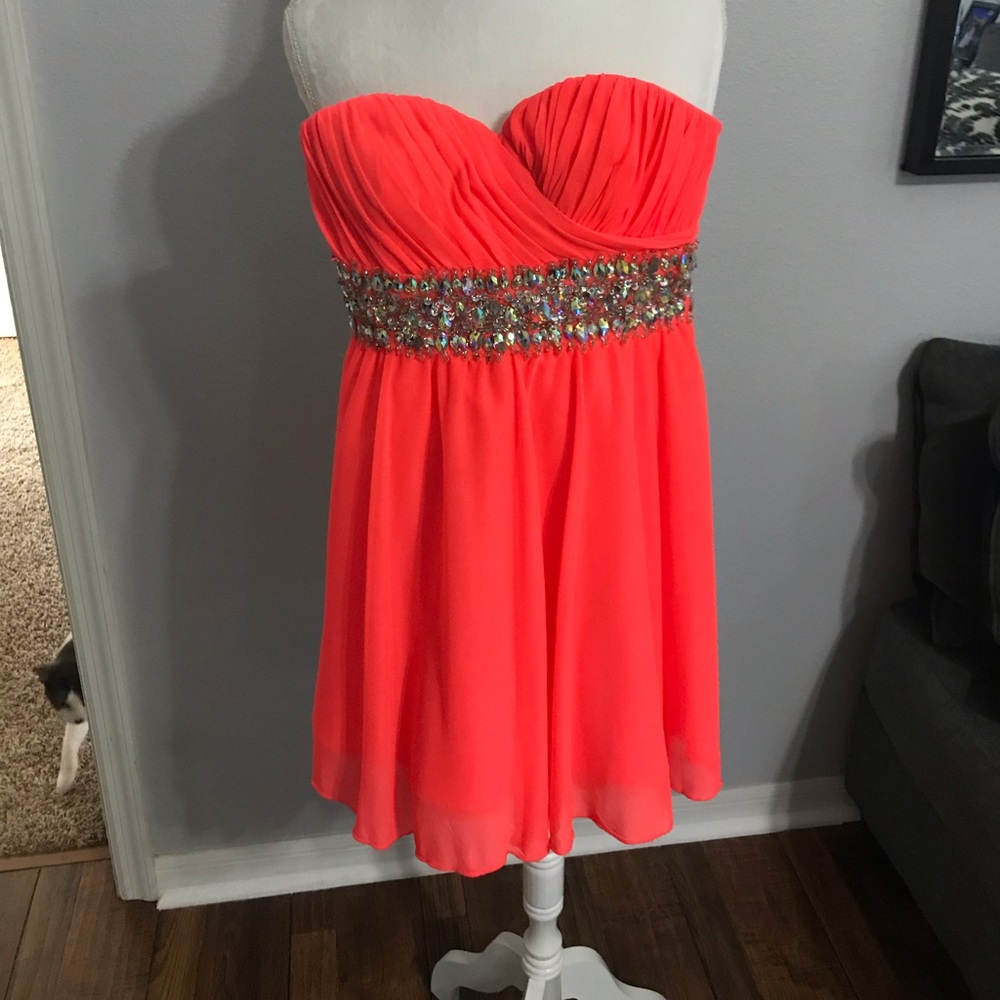 Coral tube top Homecoming dress